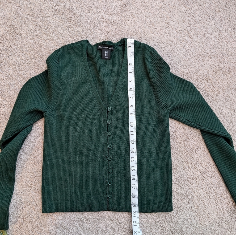 Sincerely Jules Women's Forest Green Cardigan Size M - Picture 9 of 9